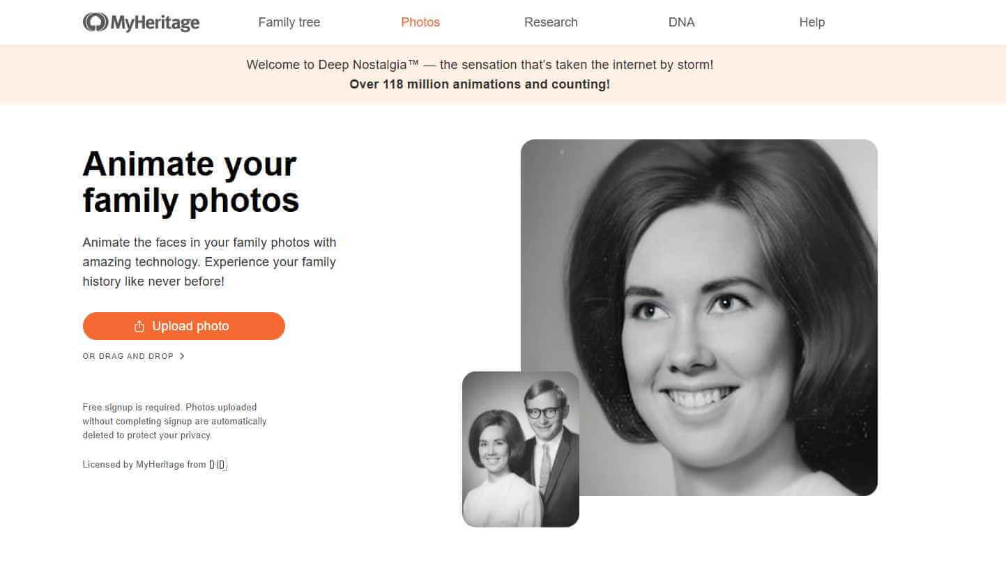 myheritage interface