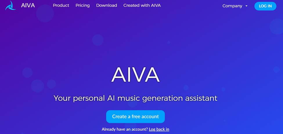 AIVA интерфейс