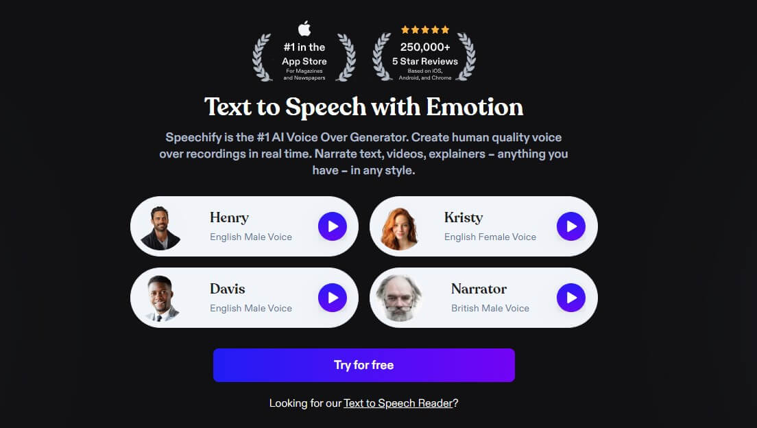 интерфейс Speechify