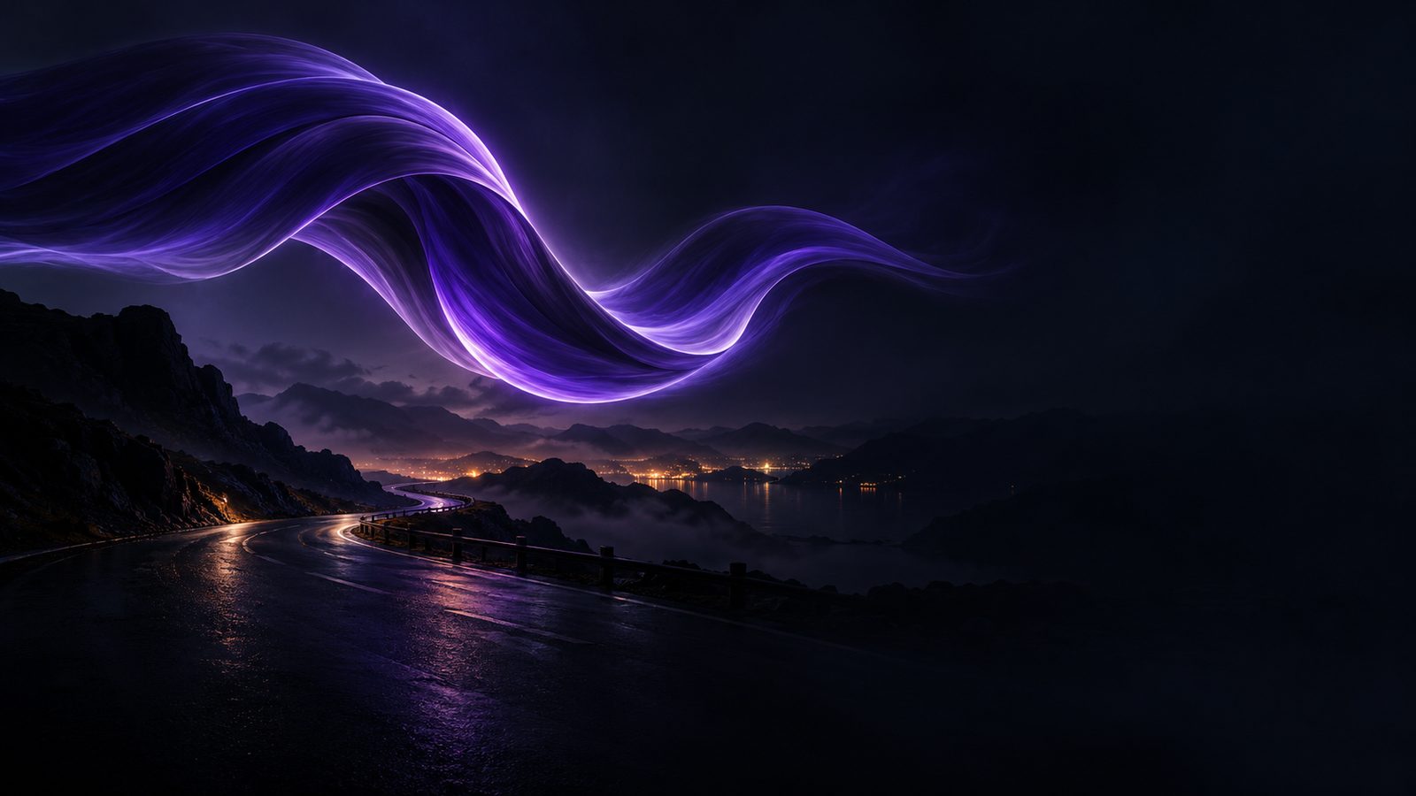 Abstract low-frequency waves above a dark night road