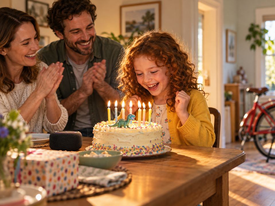 emma celebrating her eighth birthday