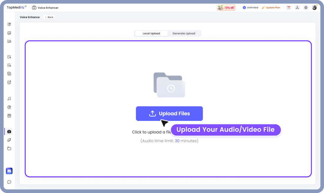Step 2: Upload Your Audio/Video File