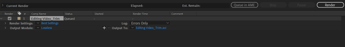 adobe after effects save the video