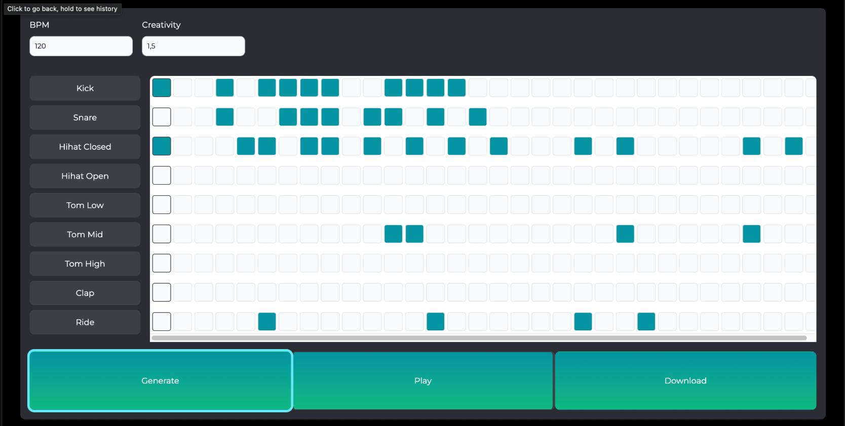 ai drum generator surface