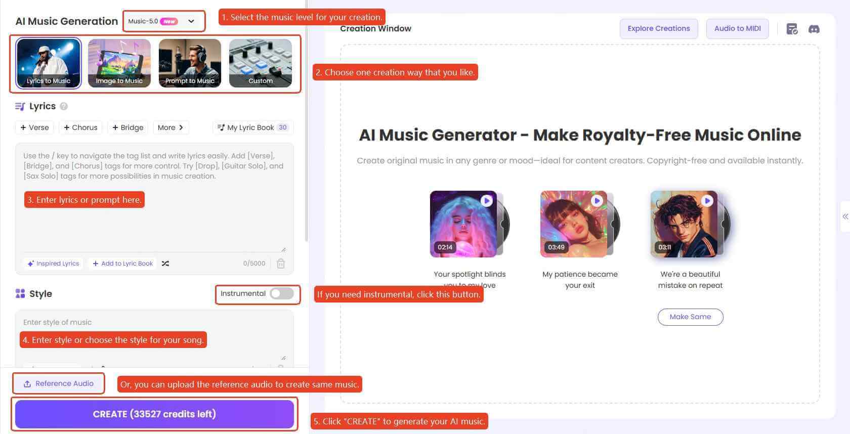 topmediai ai music creation