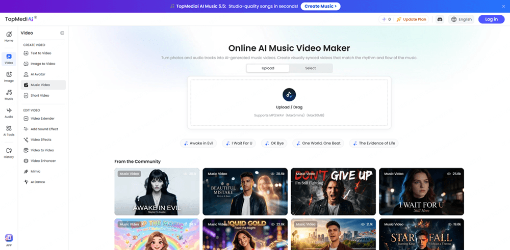 ai music video maker upload