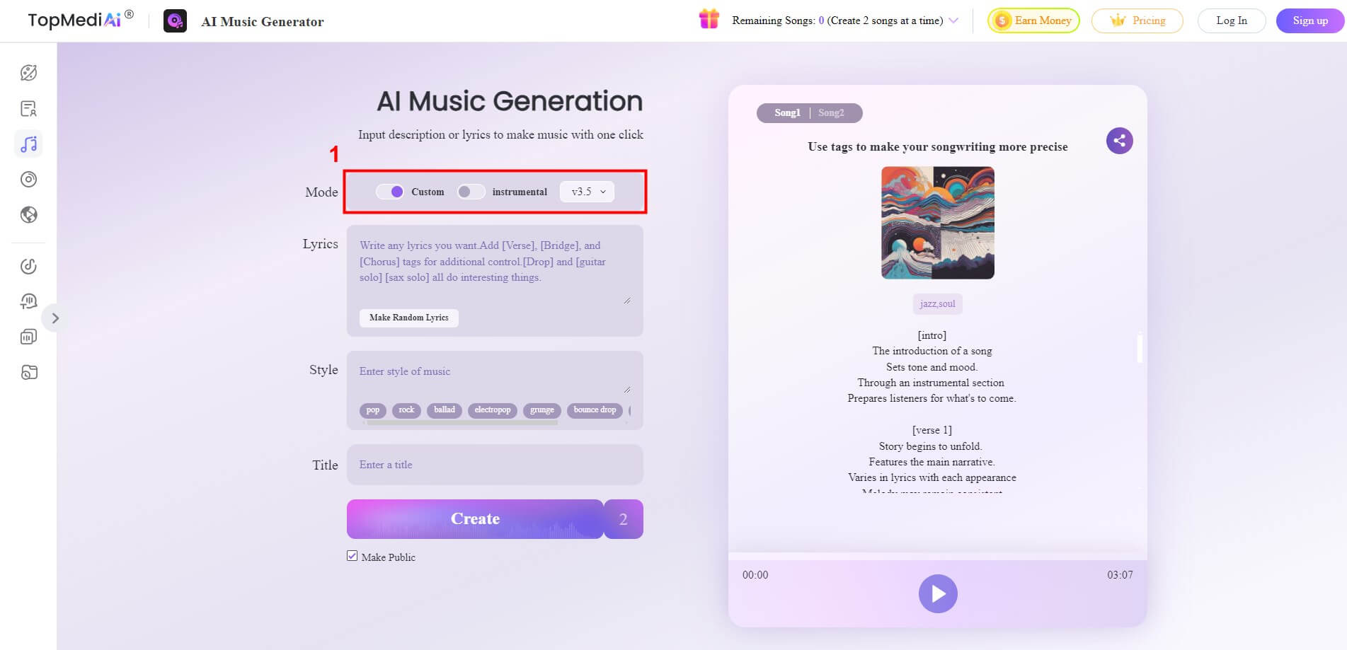 topmediai ai song writer generator