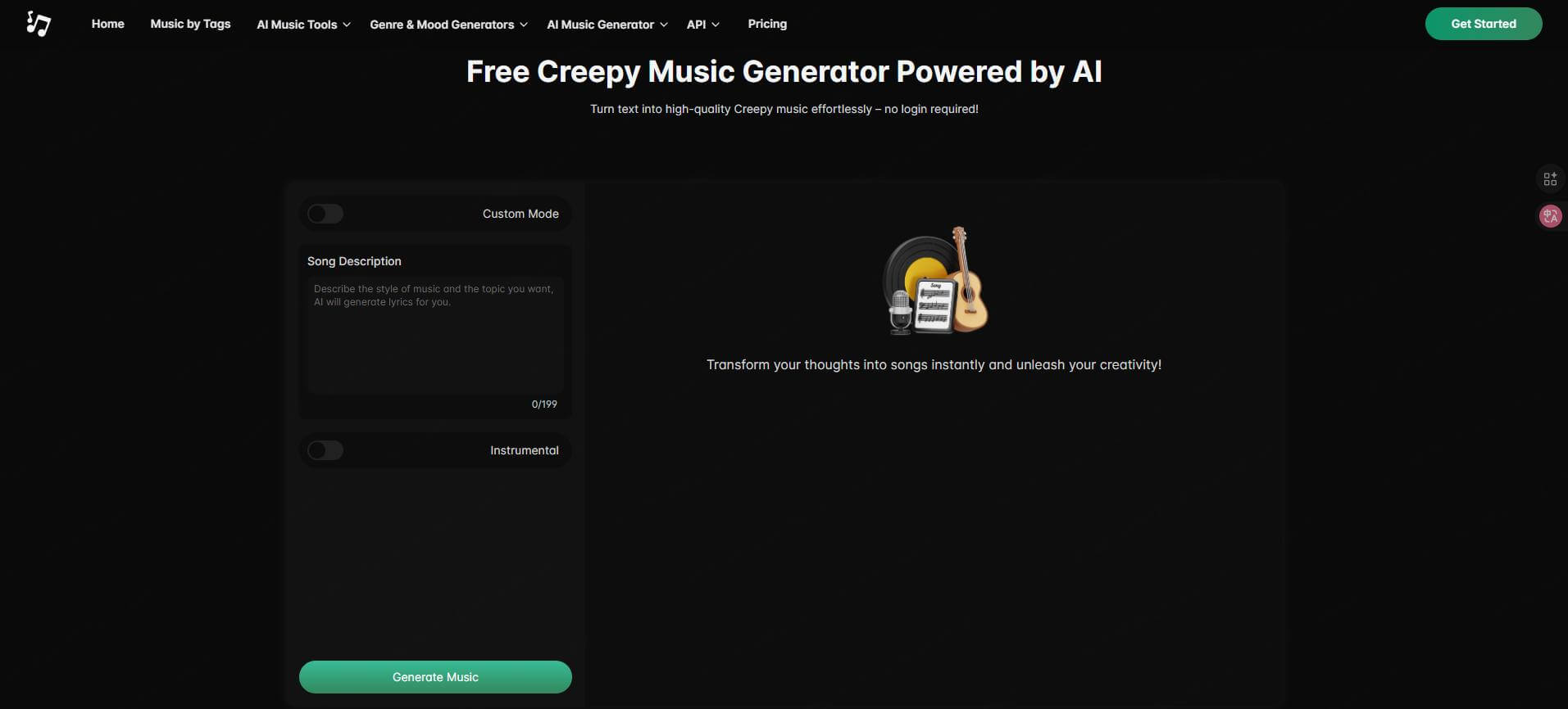aimusic.so free creepy music generator
