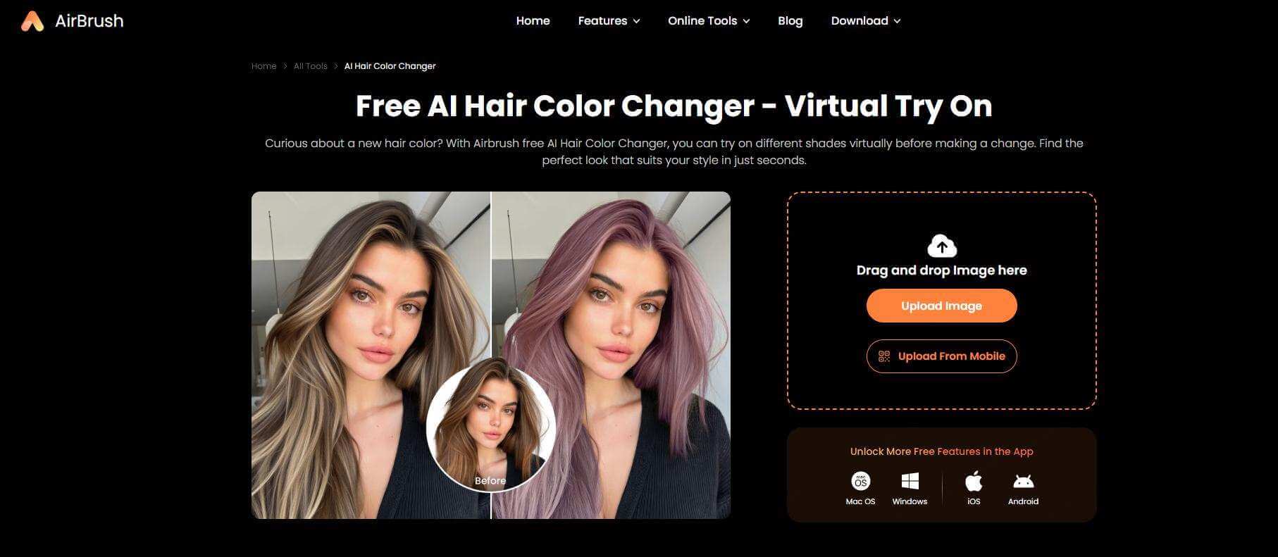 airbrush free ai hair color changer