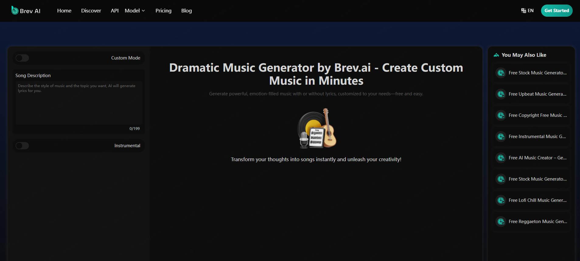 brev.ai dramatic music generator