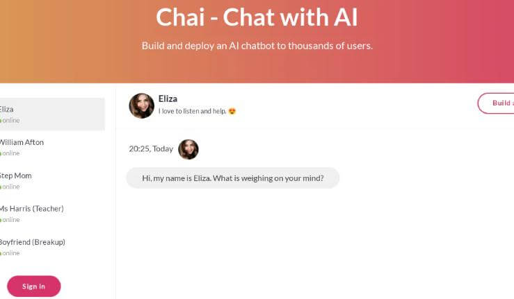 chai platform chat window
