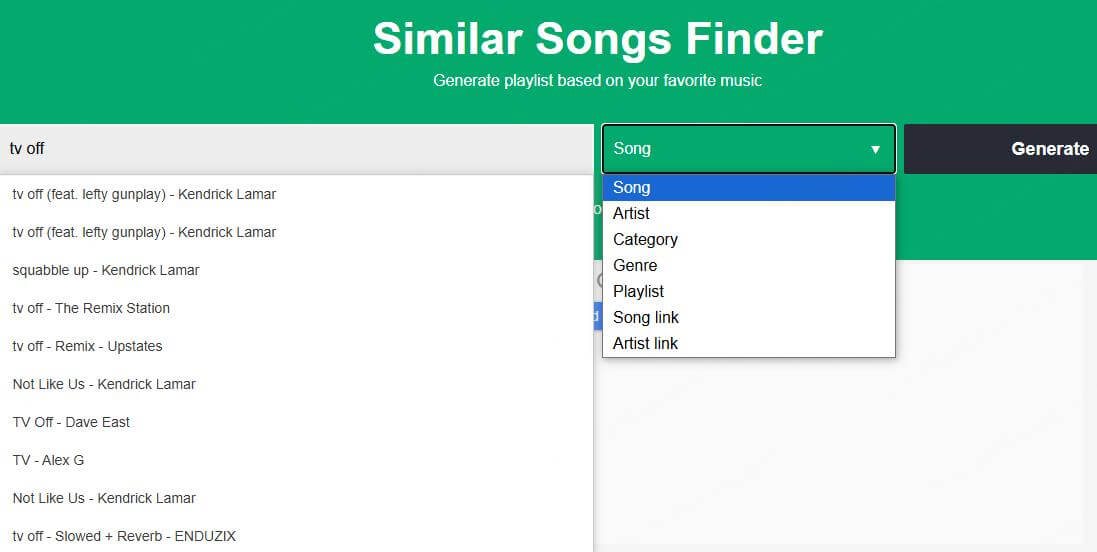 chosic similar song finder process