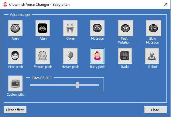 clownfish free voice changer interface