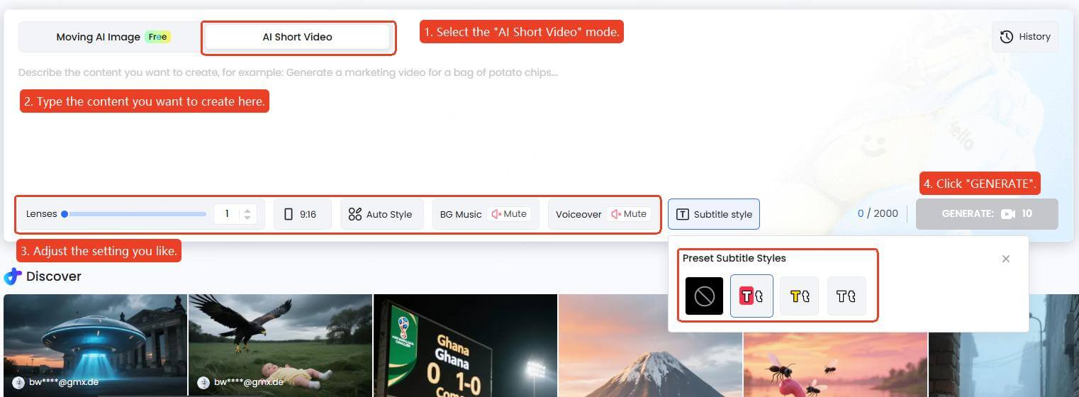 create short video in topmediai