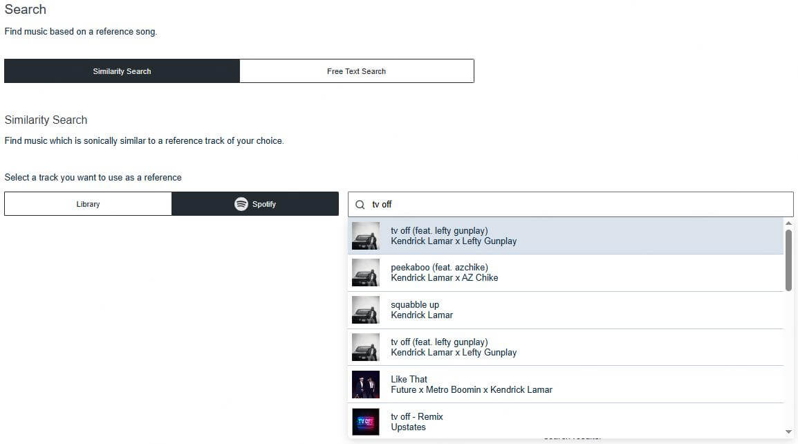 cyanite similar song search process 1