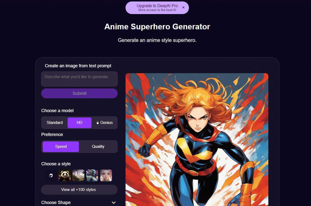 deepai anime superheo generator