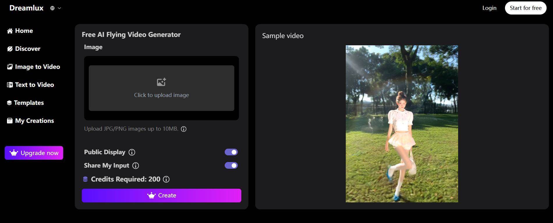 dreamlux ai flying video generator