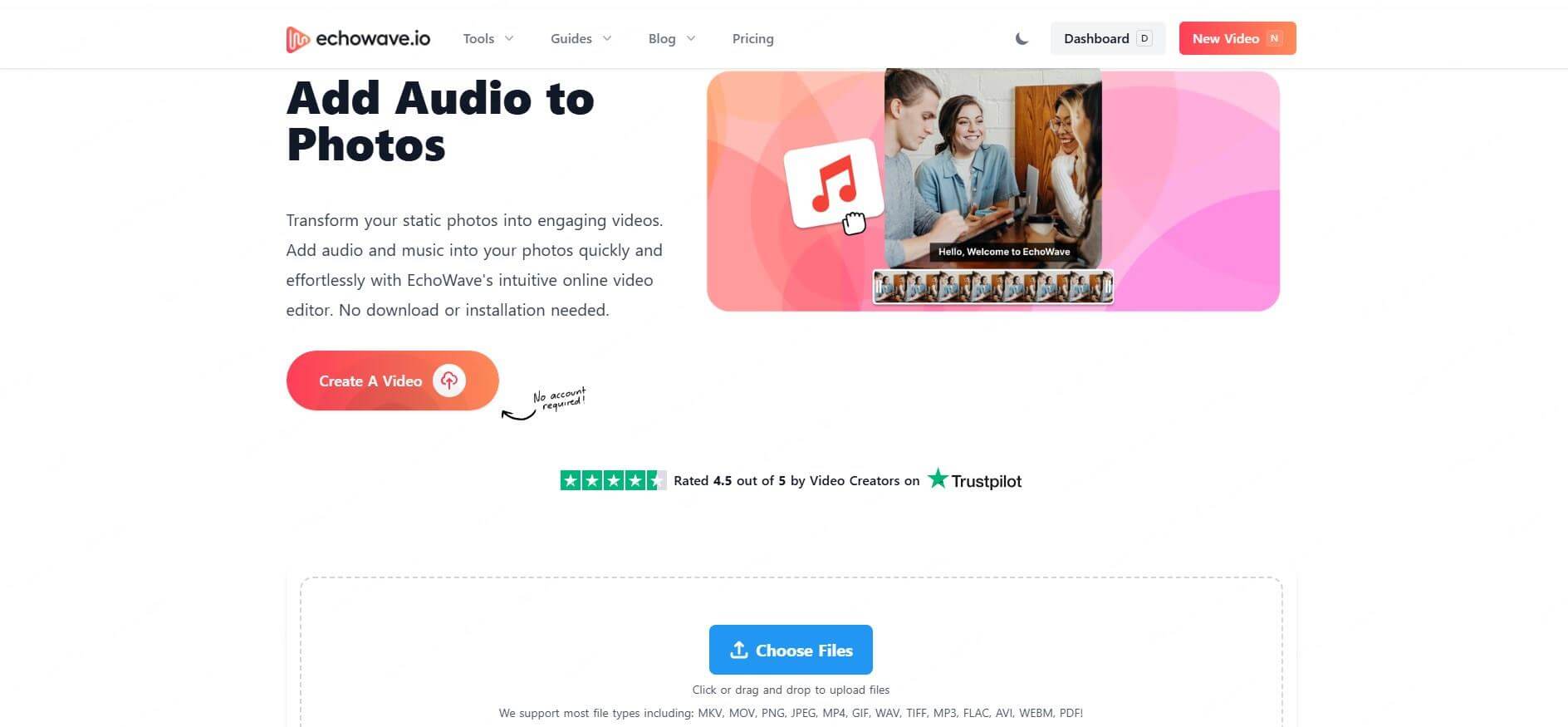 echowave add audio to image