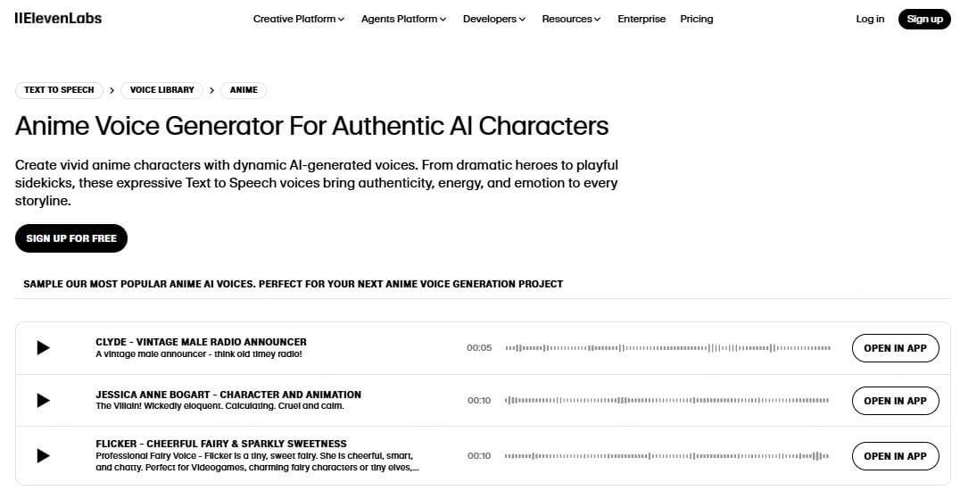 elevenlabs anime voice generator