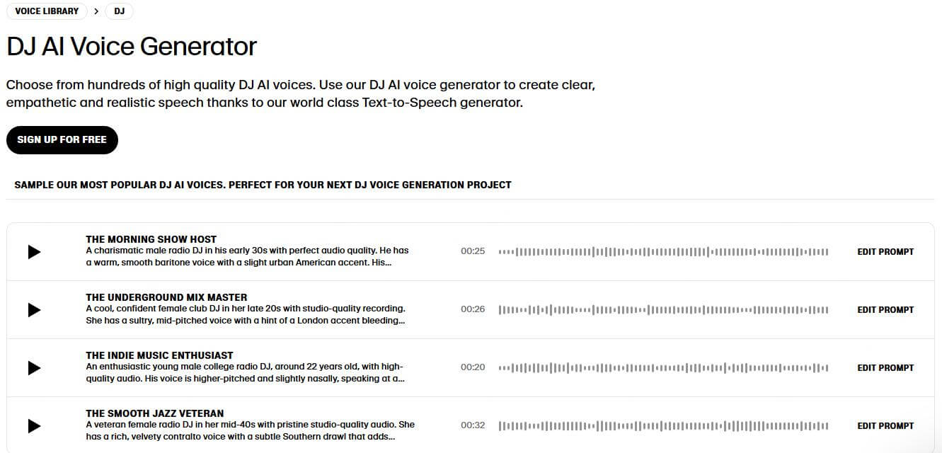 elevenlabs dj voice generator