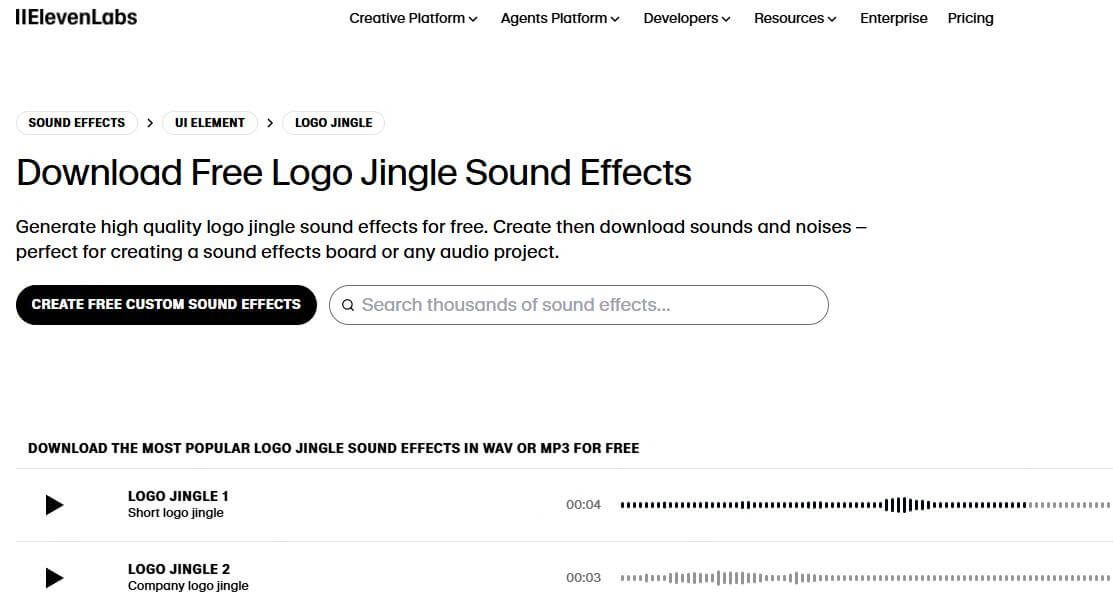 elevenlabs logo jingle generator