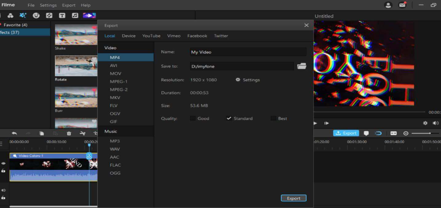 export youtube to mp4 in imyfone filme editor