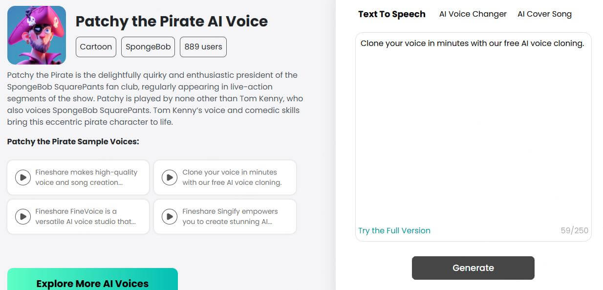 findshare pirate voice ai