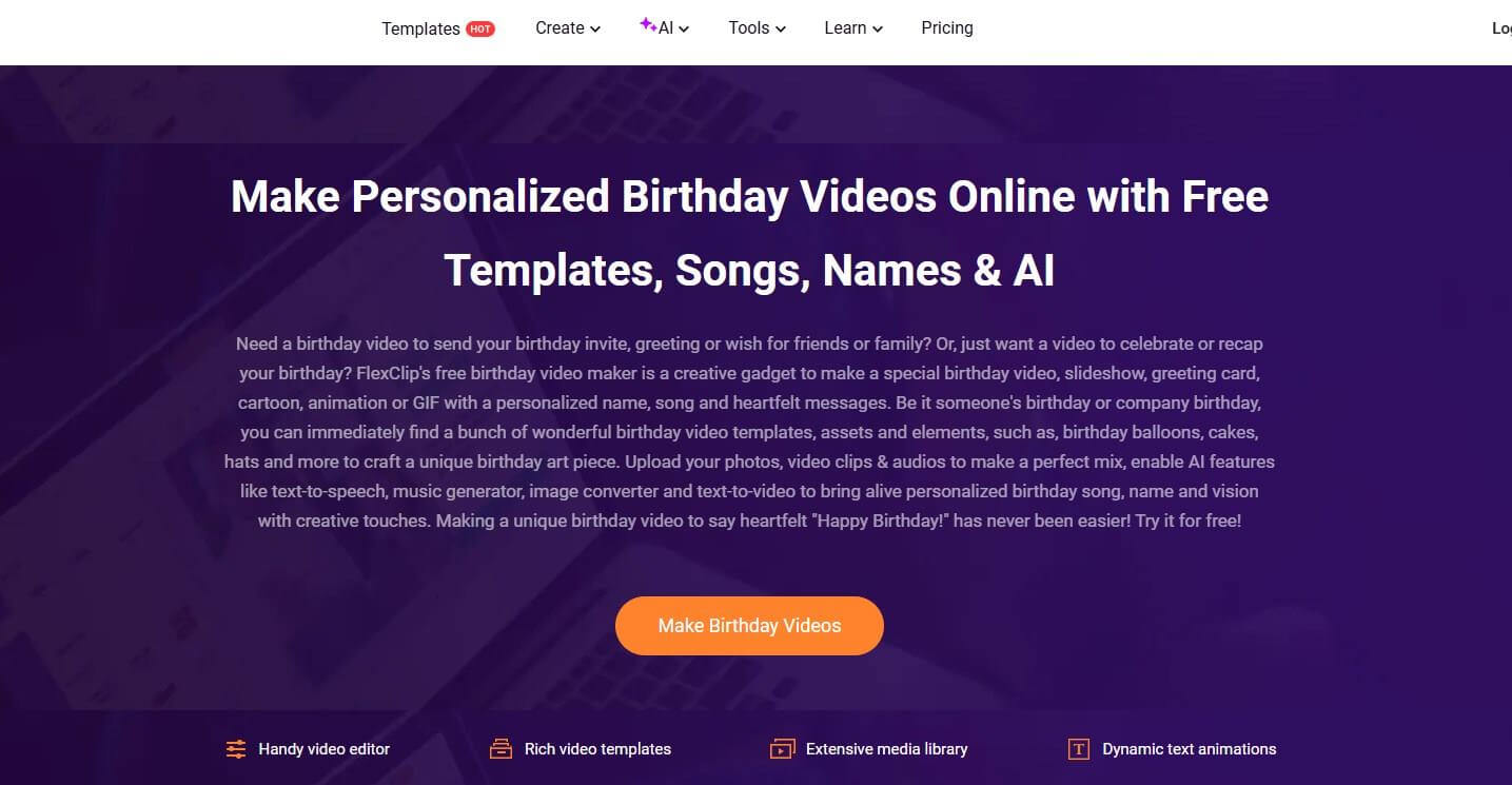 flexclip birthday video maker