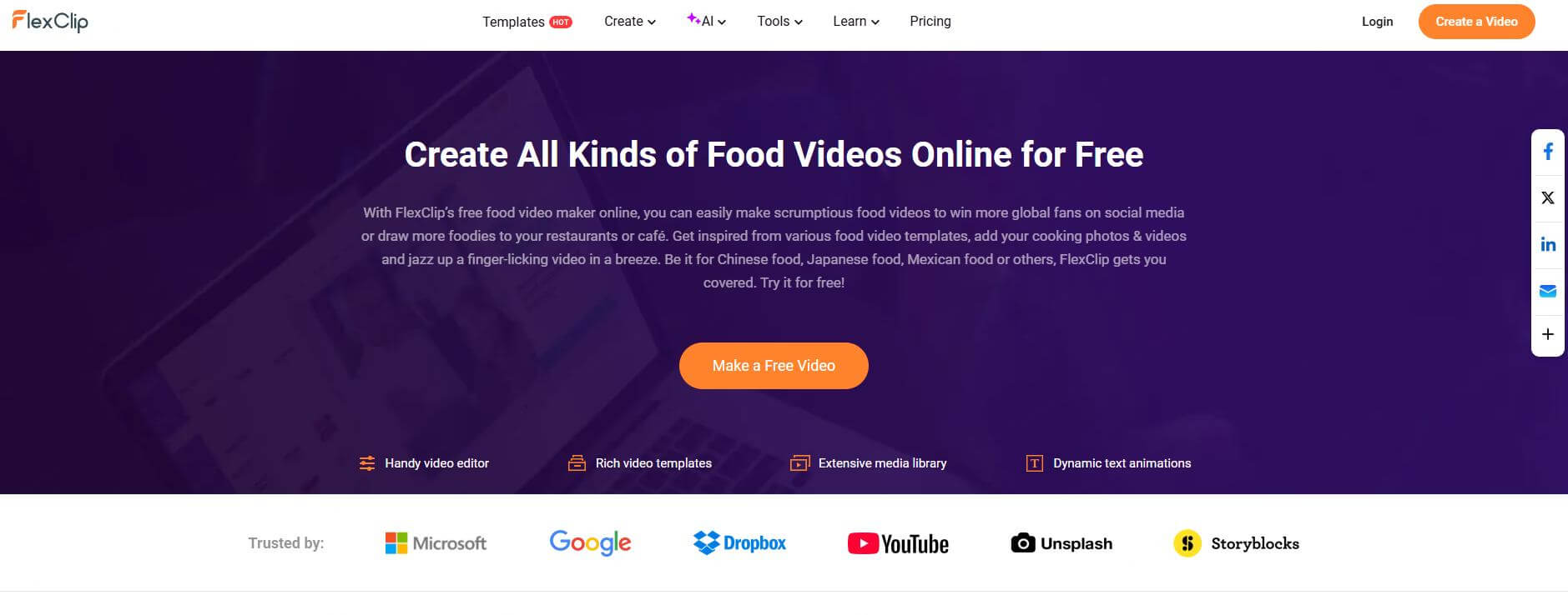 flexclip food video maker