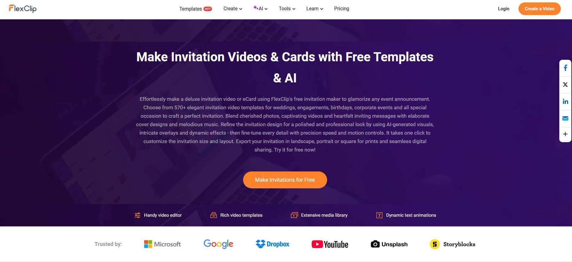 flexclip invitation video maker