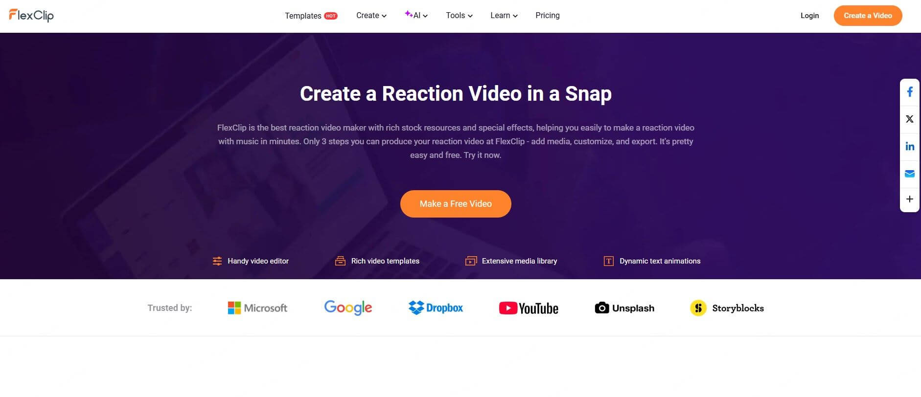 flexclip reaction video maker