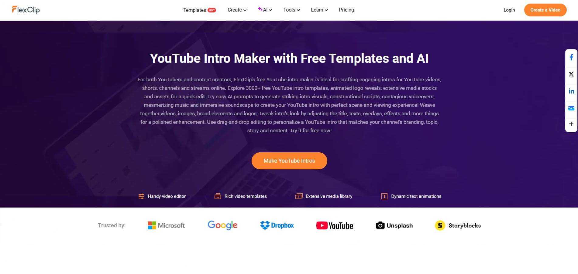 flexclip youtube intro maker