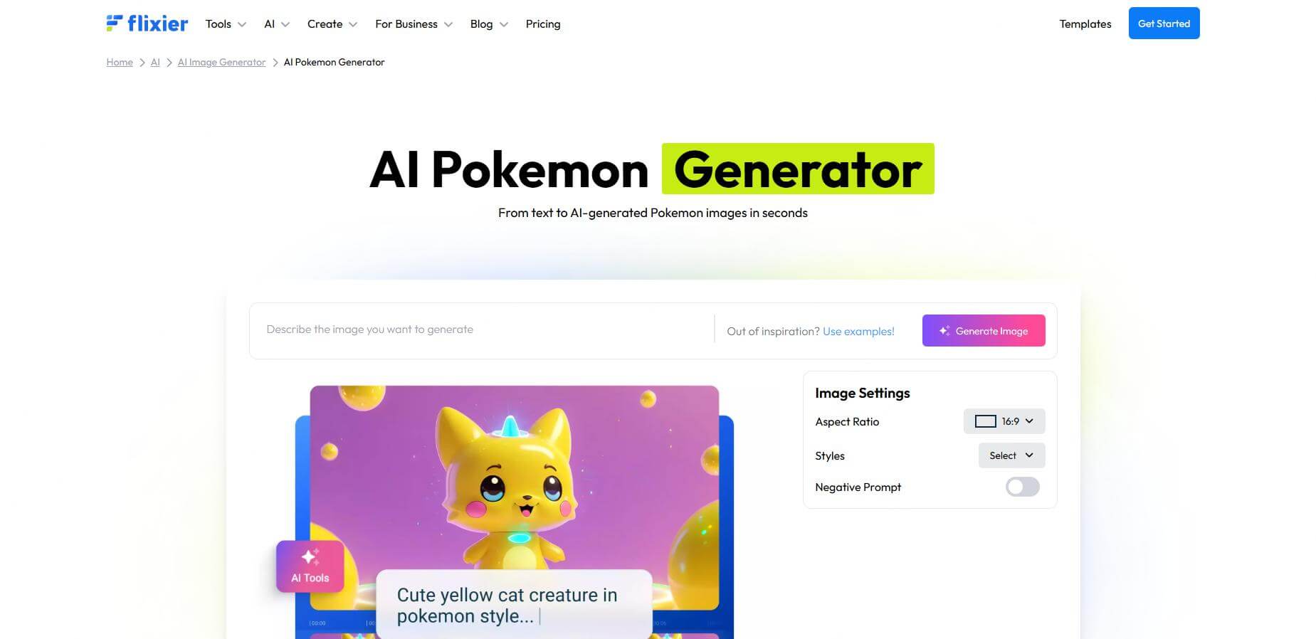 flixier ai pokemon generator