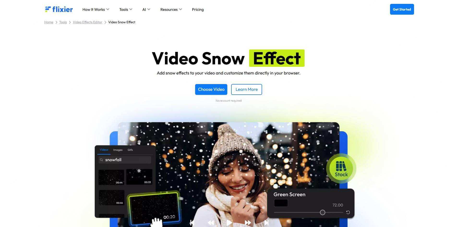flixier video snow effect