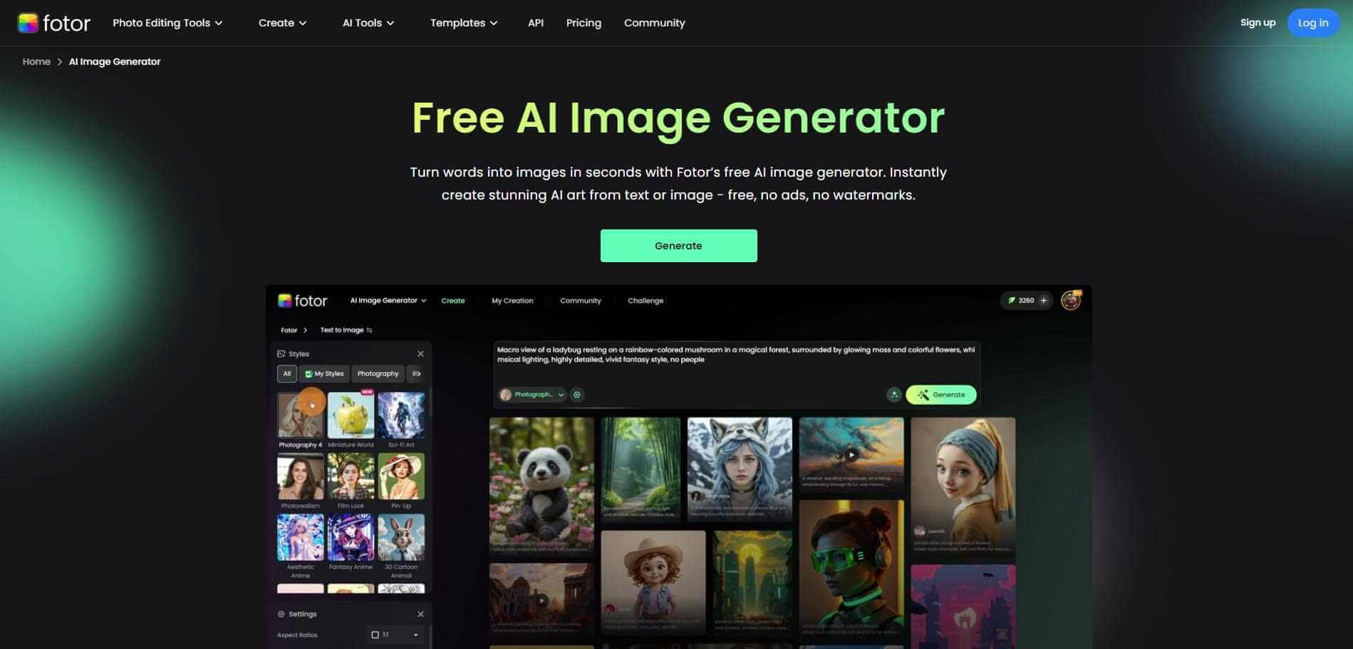 генератор изображений fotor ai