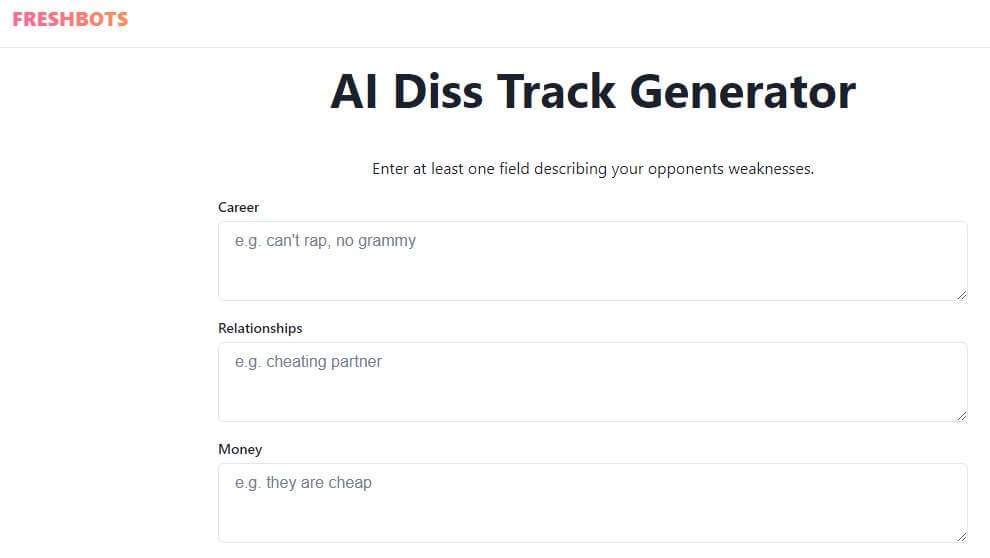 freshbot diss track generator