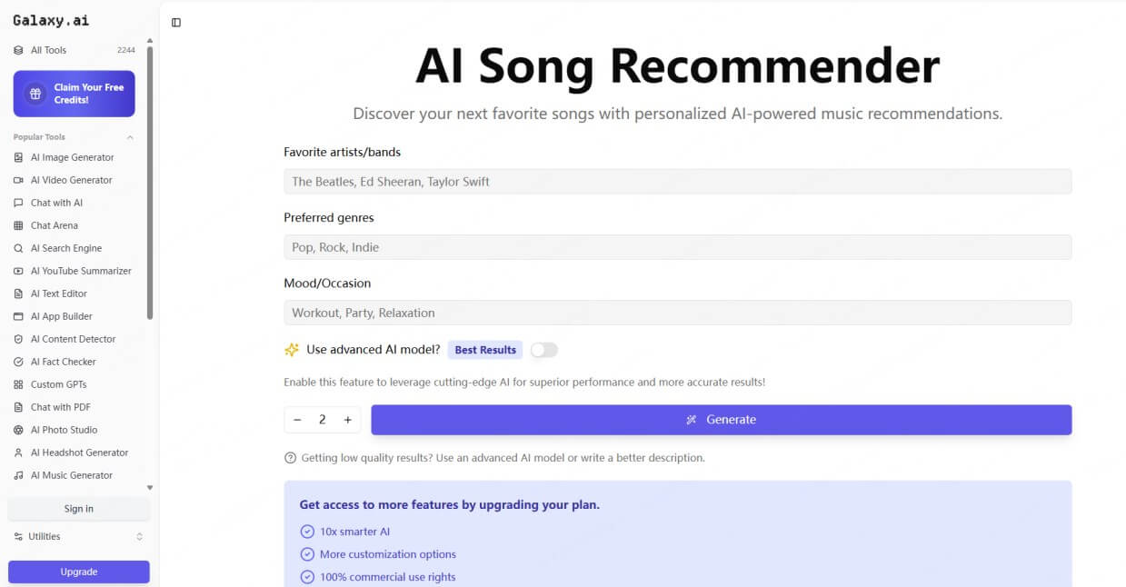 galaxy ai song recommender