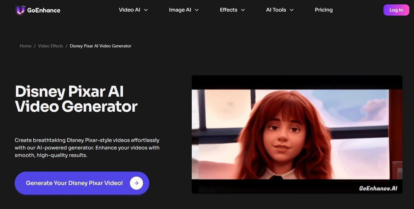 goenhance disney pixar ai video generator