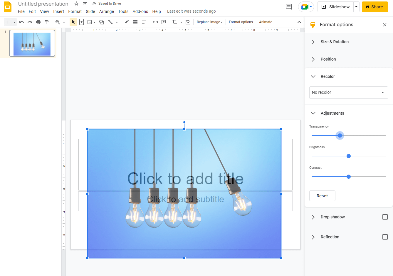 google slide option