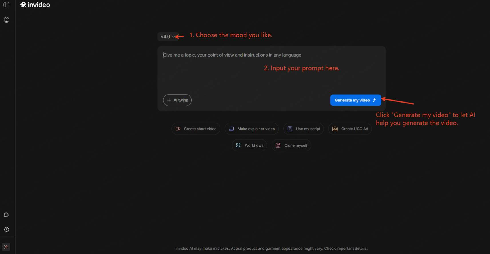 invideo.io movie trailer maker steps