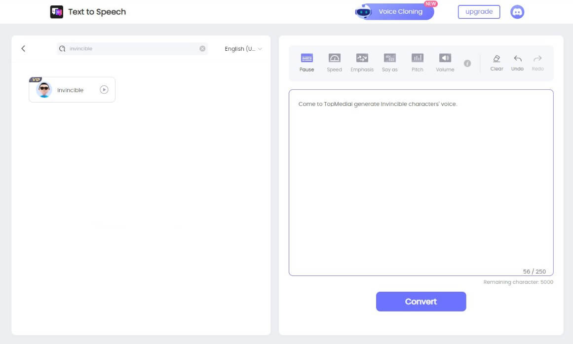 topmediai invincible ai voice