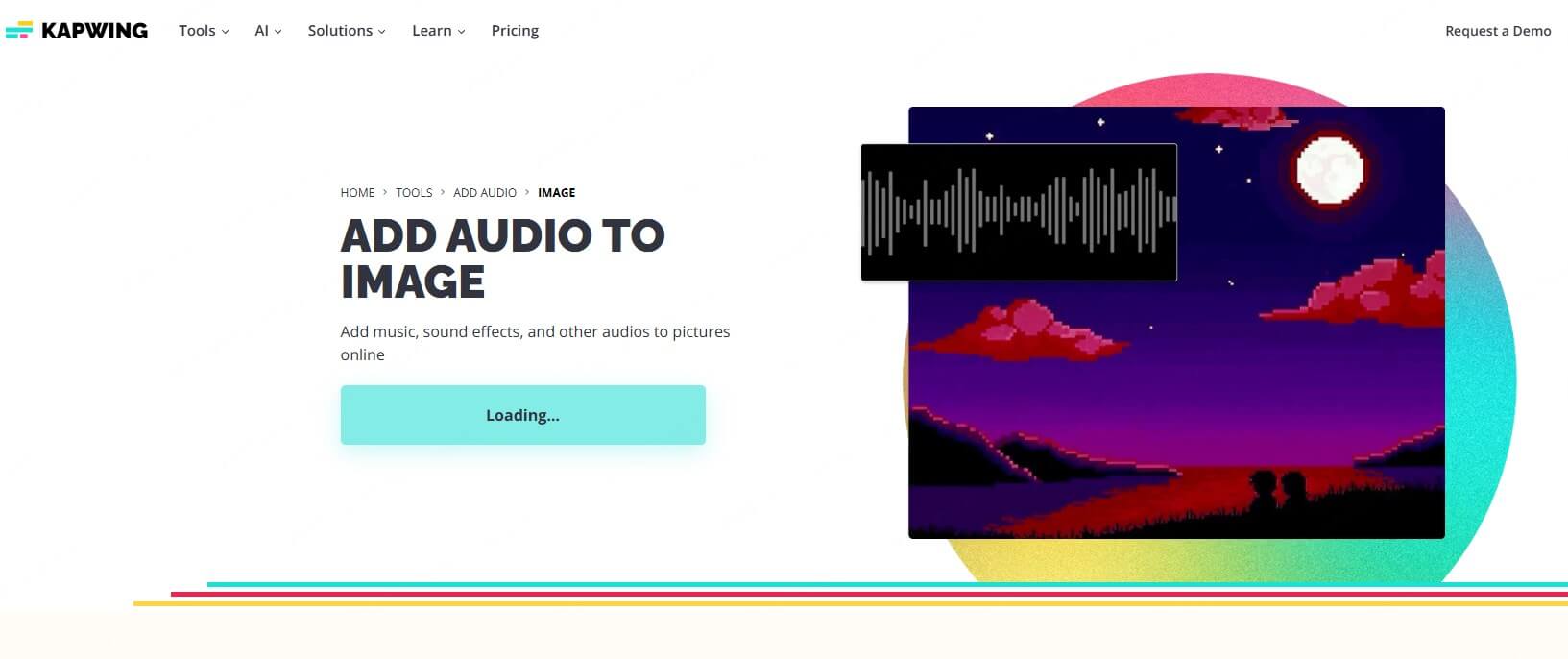 kapwing add audio to image