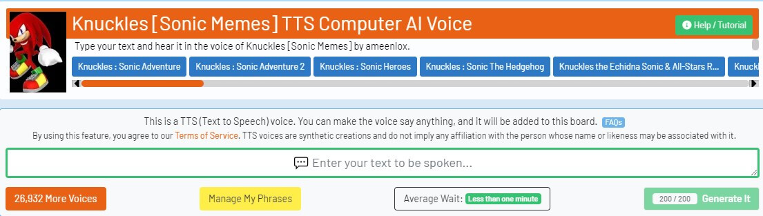 knuckles voice ai 101soundboard 