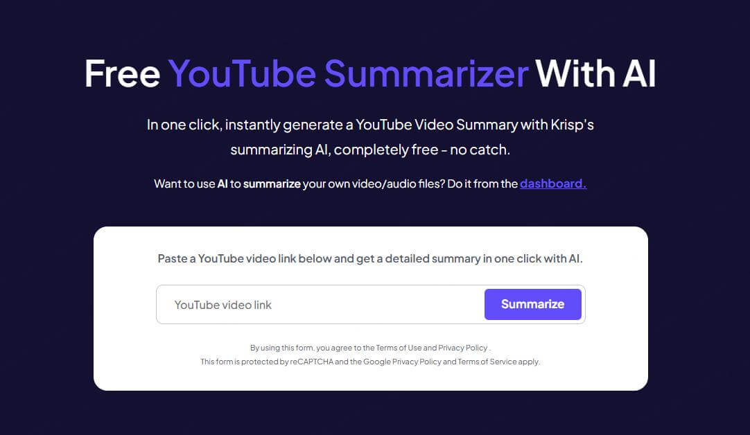 krisp youtube video summarizer