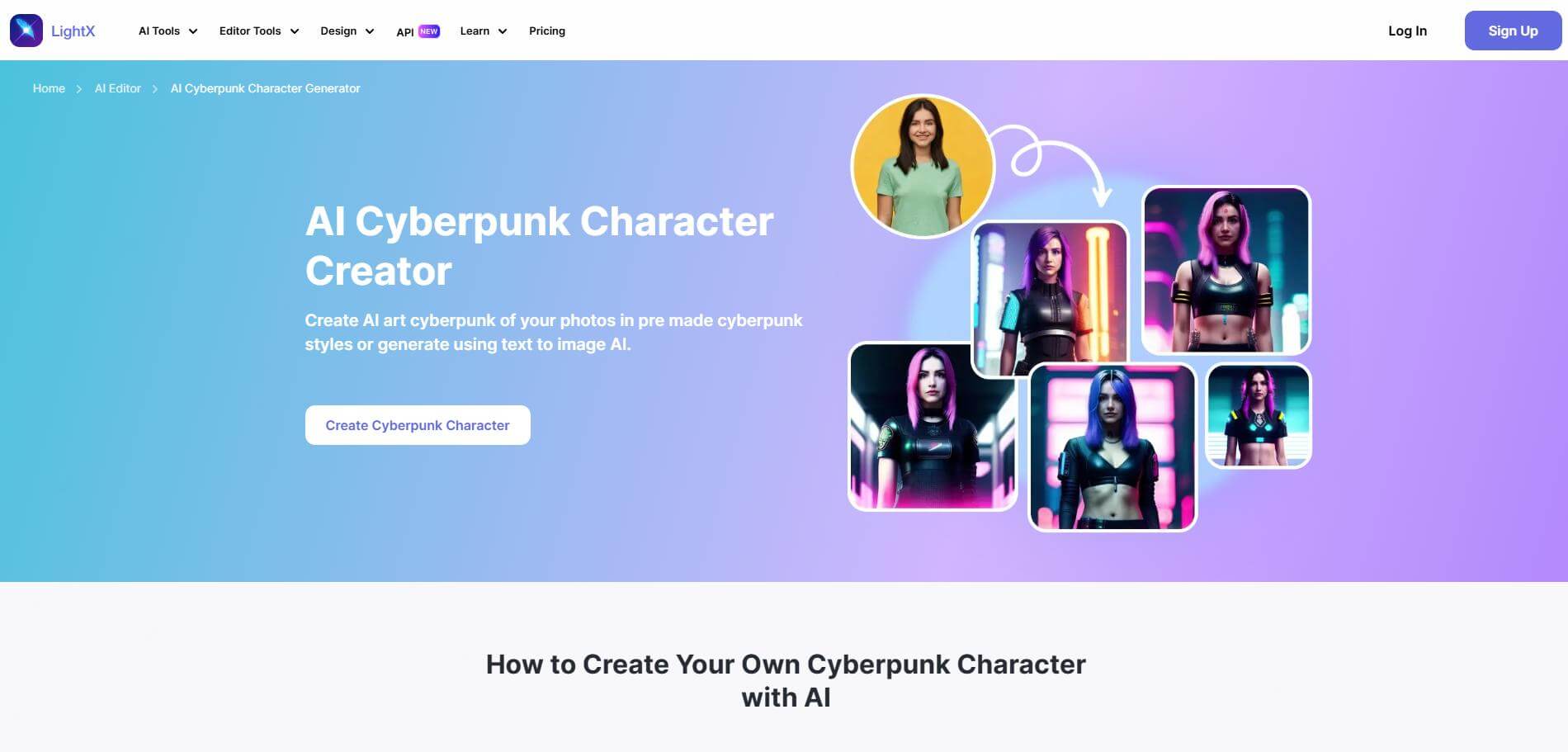 lightxeditor ai cyberpunk generator
