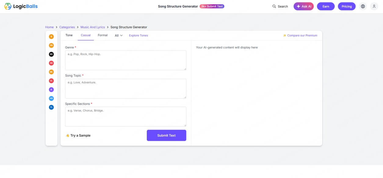 logicballs ai song structure generator