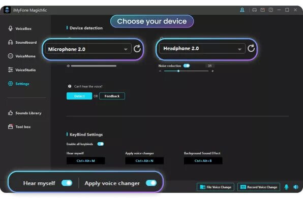 magicmic input and output voice setting