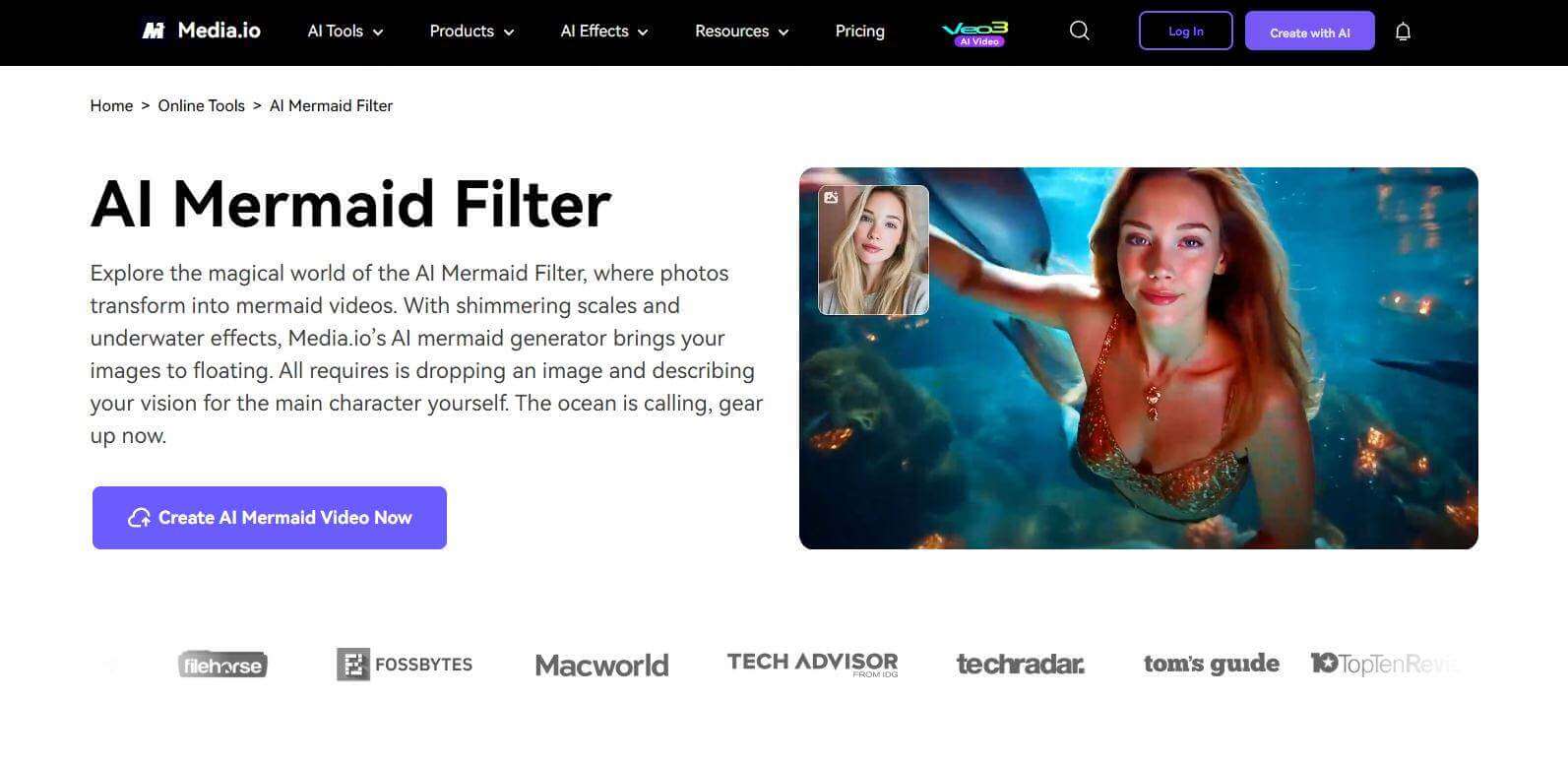 media io ai mermaid filter