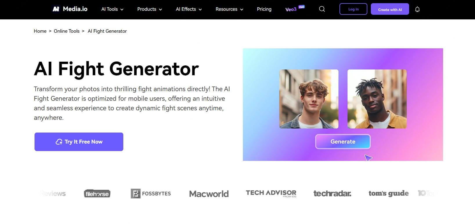 media.io ai fight generator