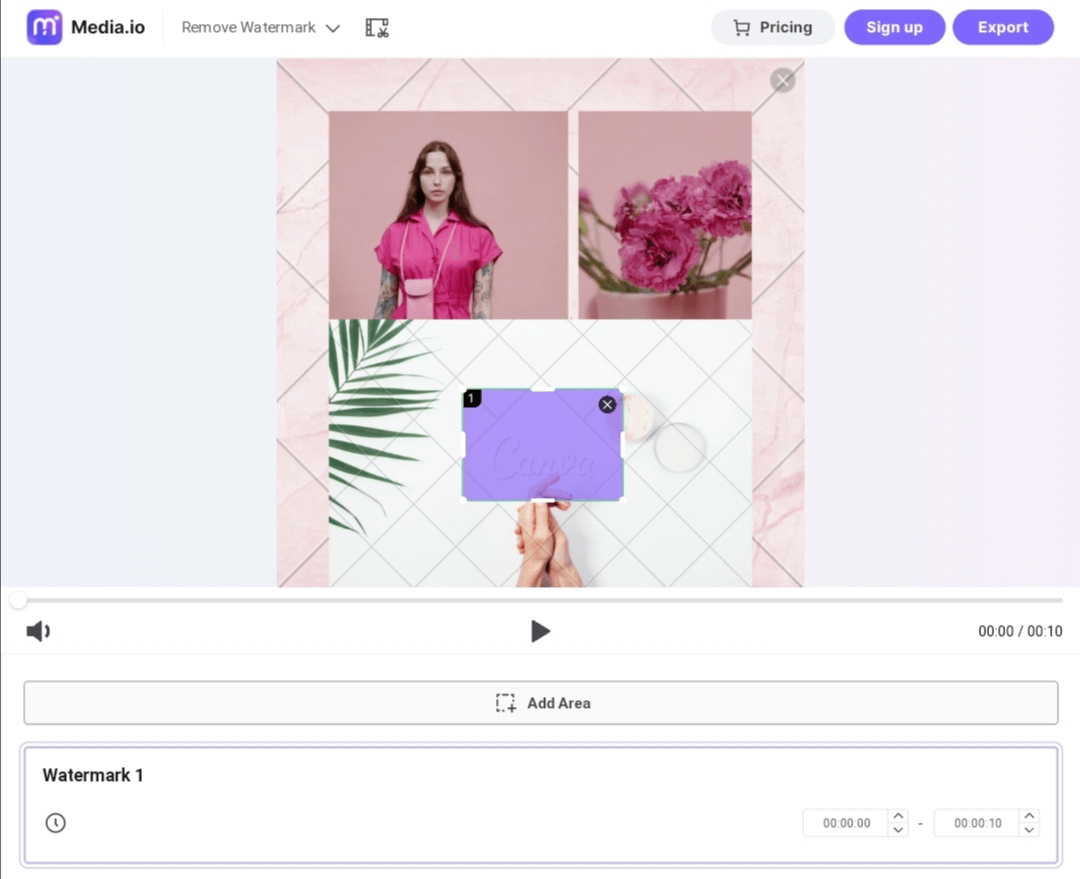 media.io remove canva watermark